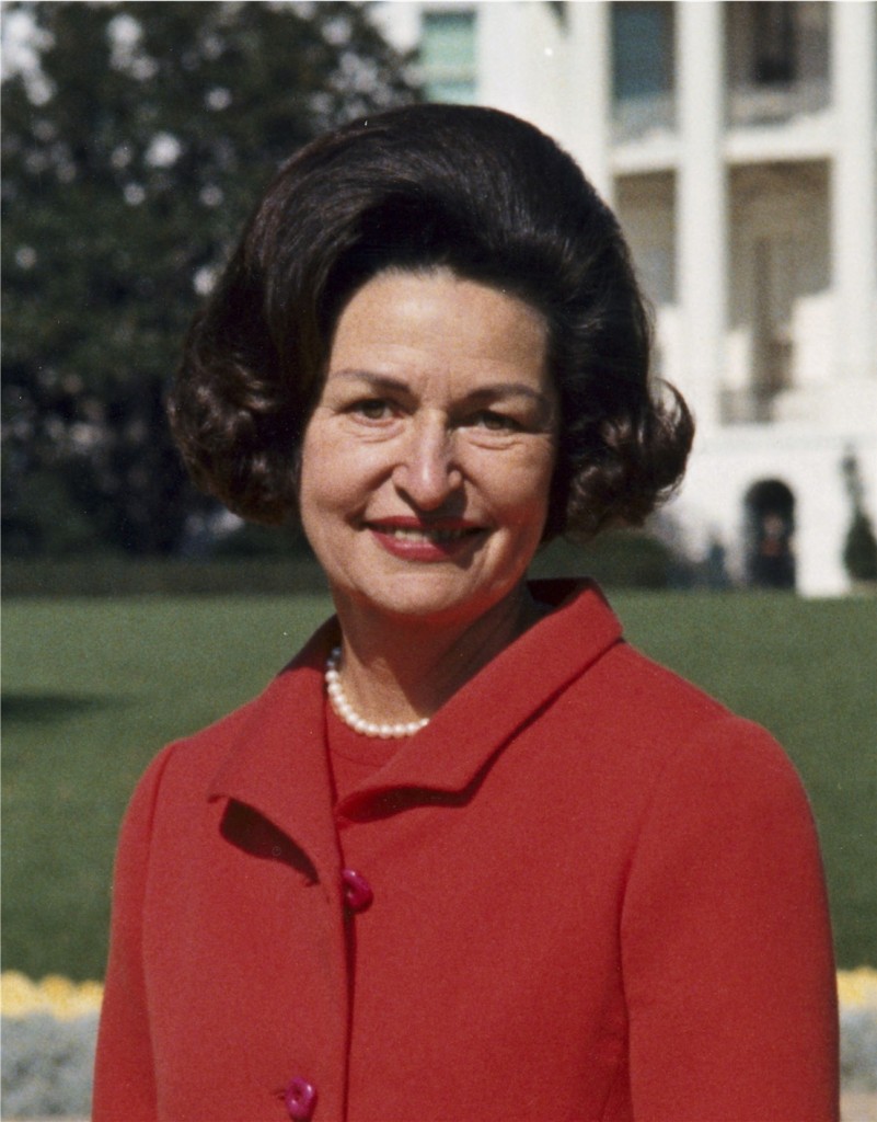 Lady Bird Johnson Photo Portrait Standing At Rear Of White House Color Crop 801x1024 