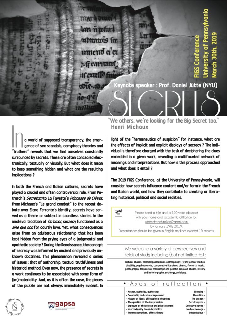 UPenn Call For Papers Secrets Conference The Ph D Program In History